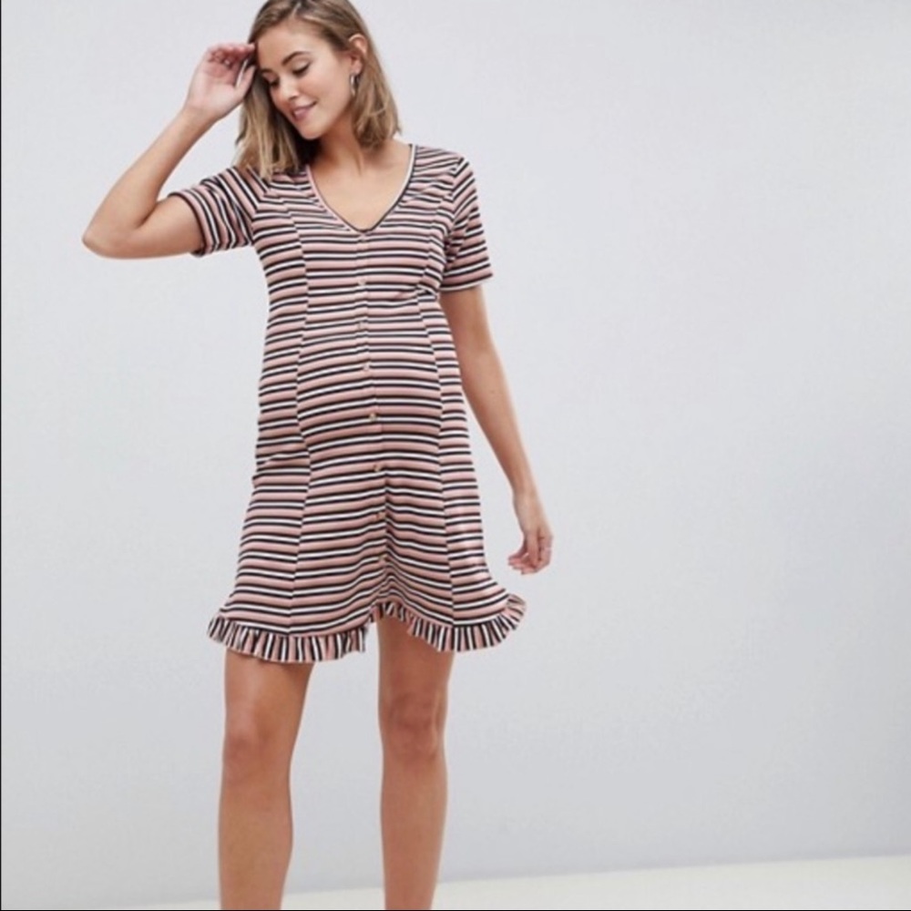 Asos Maternity Tonal Stripe Mini Dress Sz 8